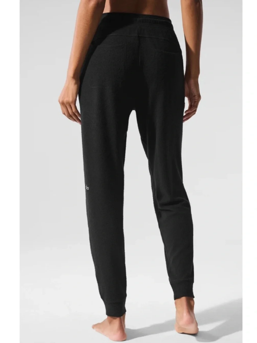 ALO Soho Mid-Rise Vegan Cashmere Stretch Jogger Sweatpants Loungewear Black XS